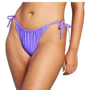 Purple- Side Tie String Bikini Bottom-low Rise- high Leg.